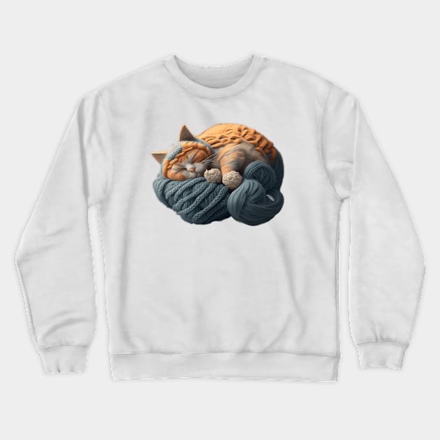 Sleepy Kitty Cat Knitten Kitten Crewneck Sweatshirt by kiddo200